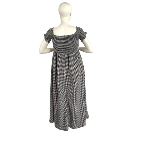 Lulu’s Gingham Maxi Drop Shoulder Dress Side Slit Black White  XL - Picture 3 of 10